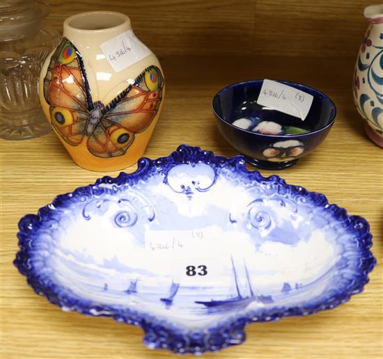 A Moorcroft bowl, a Dennis China Works vase and a Royal Crown Derby bowl